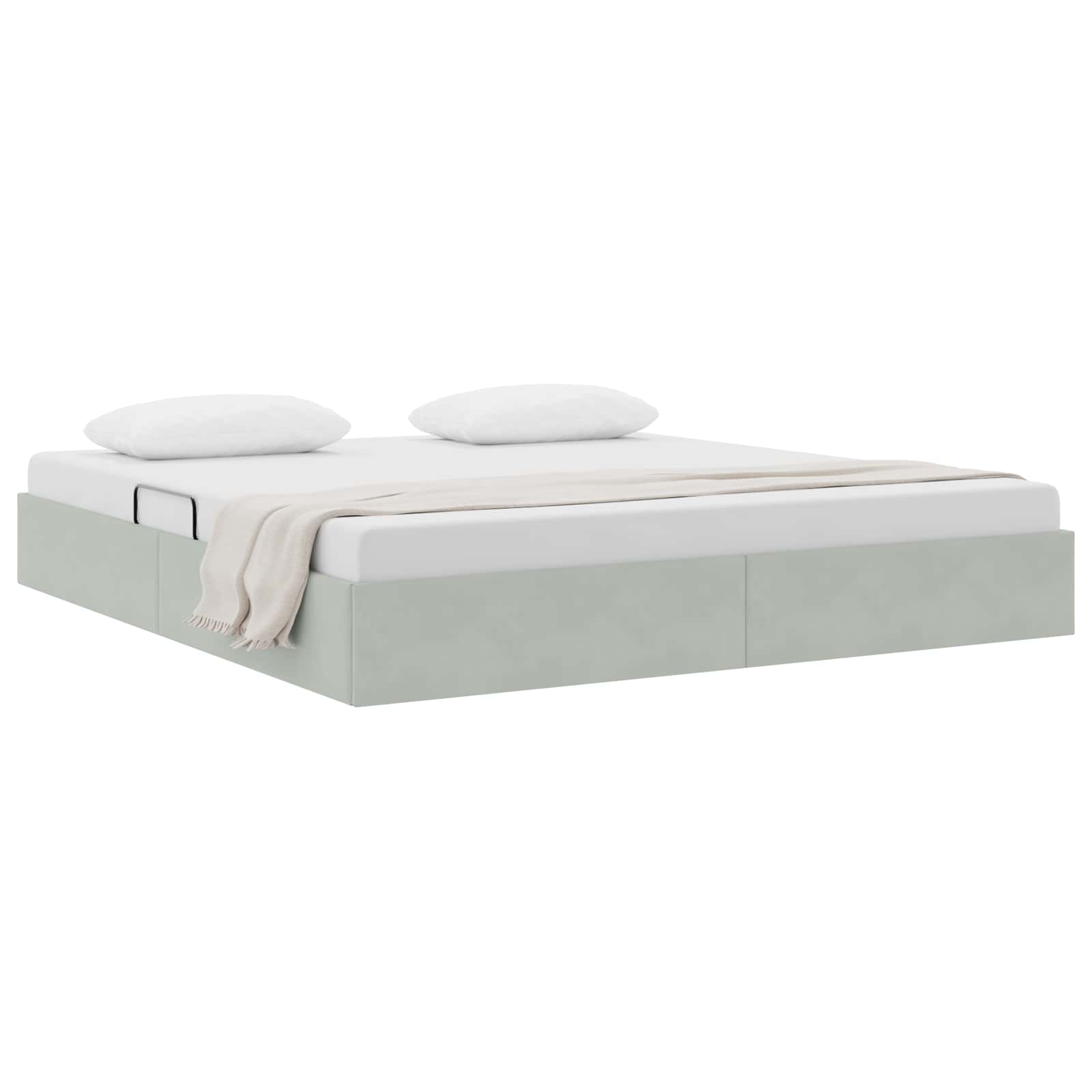 Ottoman Bettgestell mit Speicher Hellgrau 180 x 200 cm Samt