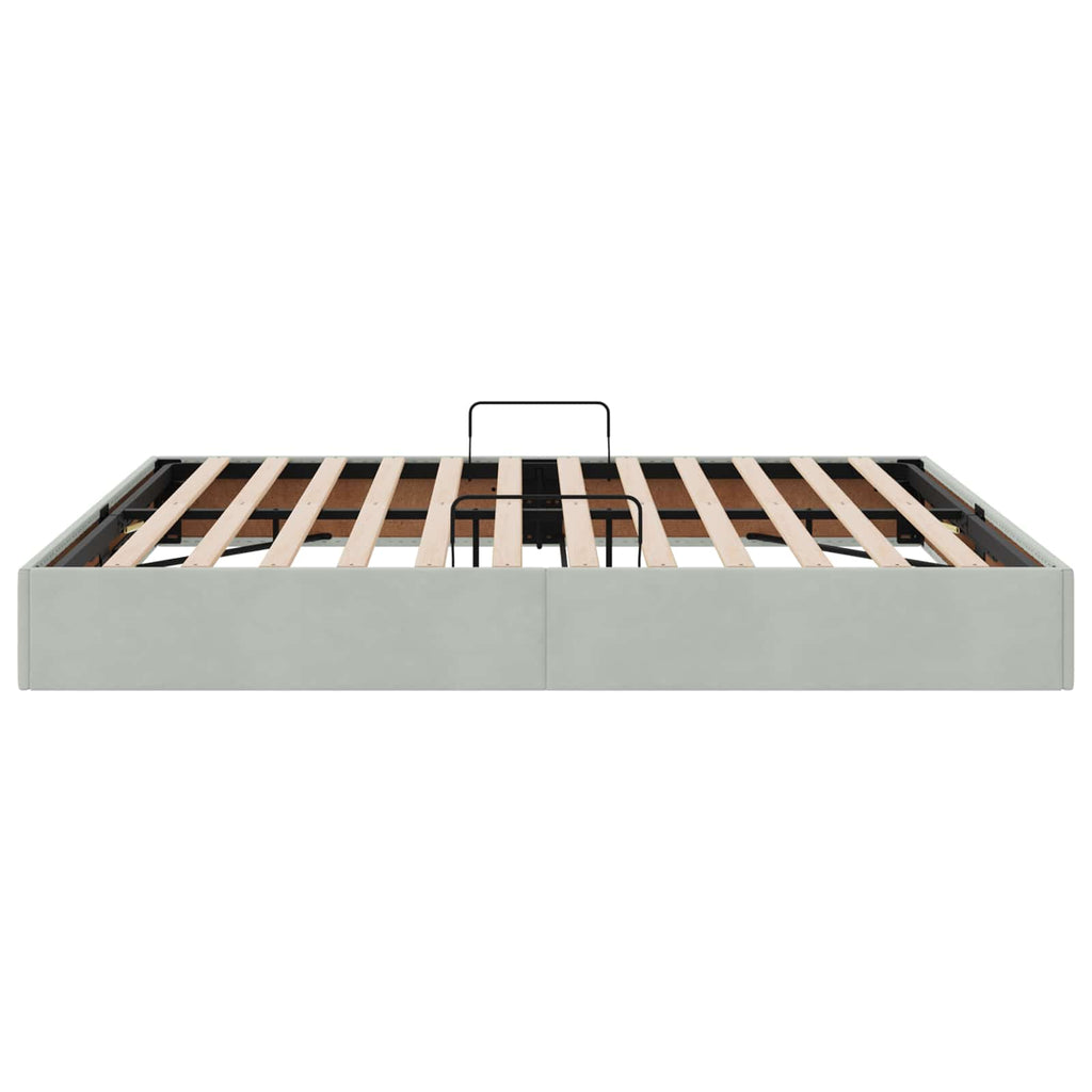 Ottoman Bettgestell mit Speicher Hellgrau 180 x 200 cm Samt