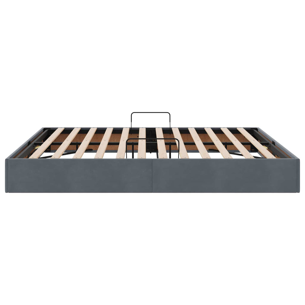 Ottoman Bettgestell mit Speicher Dunkelgrau 180 x 200 cm Samt