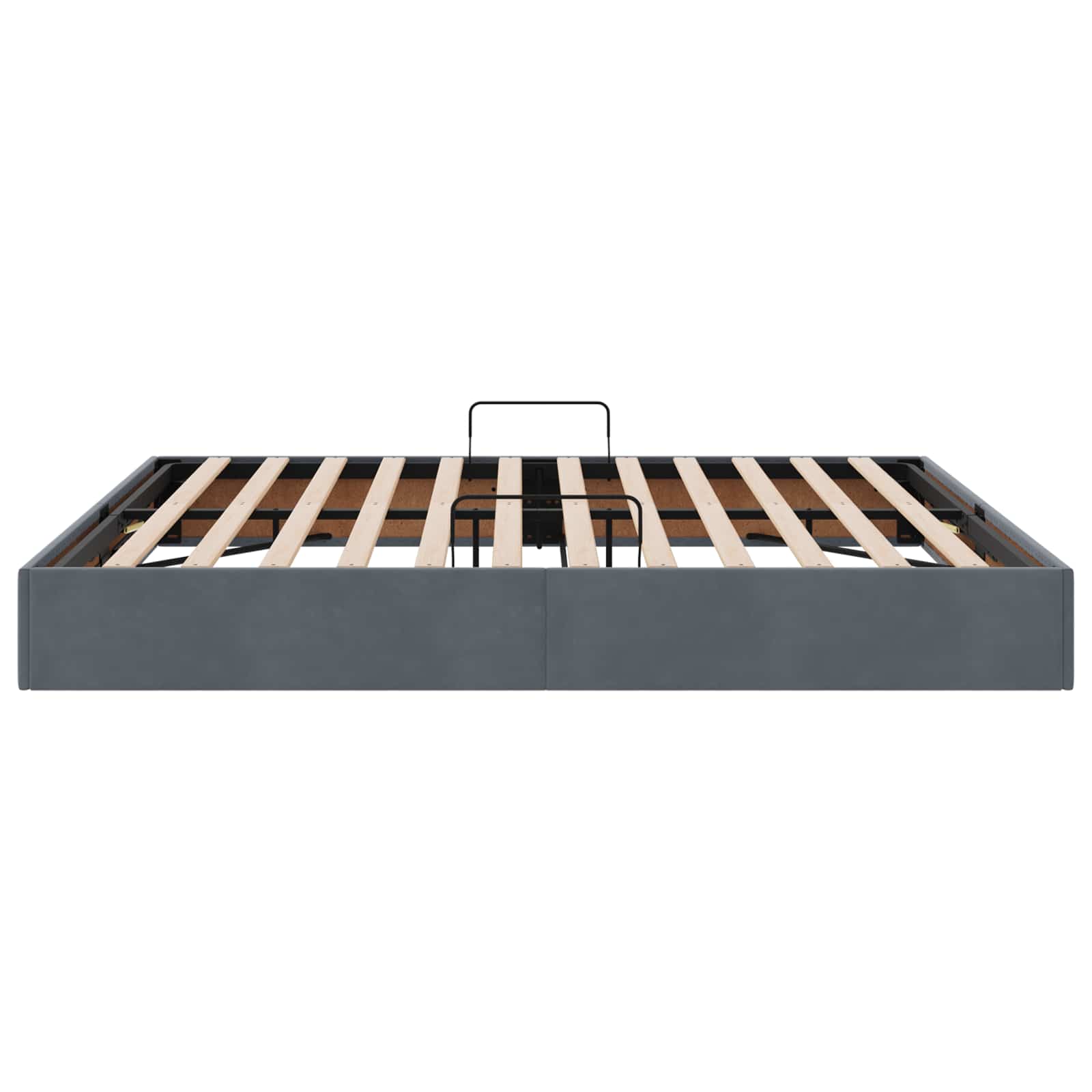 Ottoman Bettgestell mit Speicher Dunkelgrau 180 x 200 cm Samt
