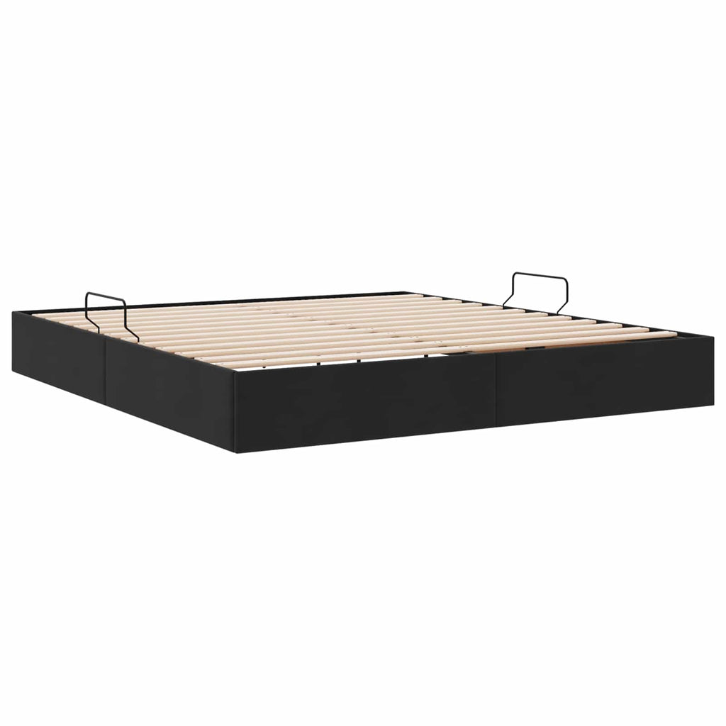 Ottoman Bettgestell mit Speicher Schwarz 180 x 200 cm Samt