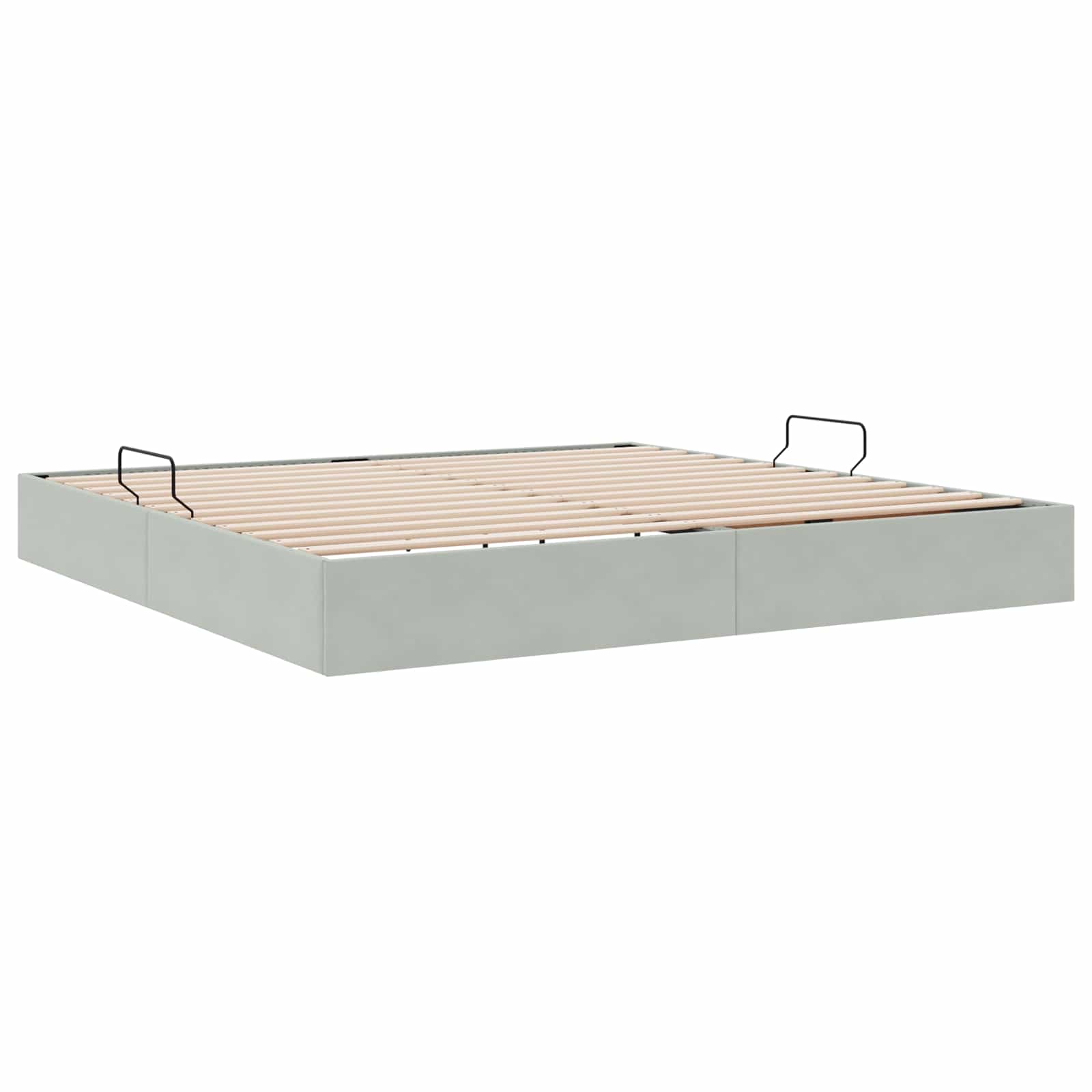 Ottoman Bettgestell mit Speicher Hellgrau 200 x 200 cm Samt