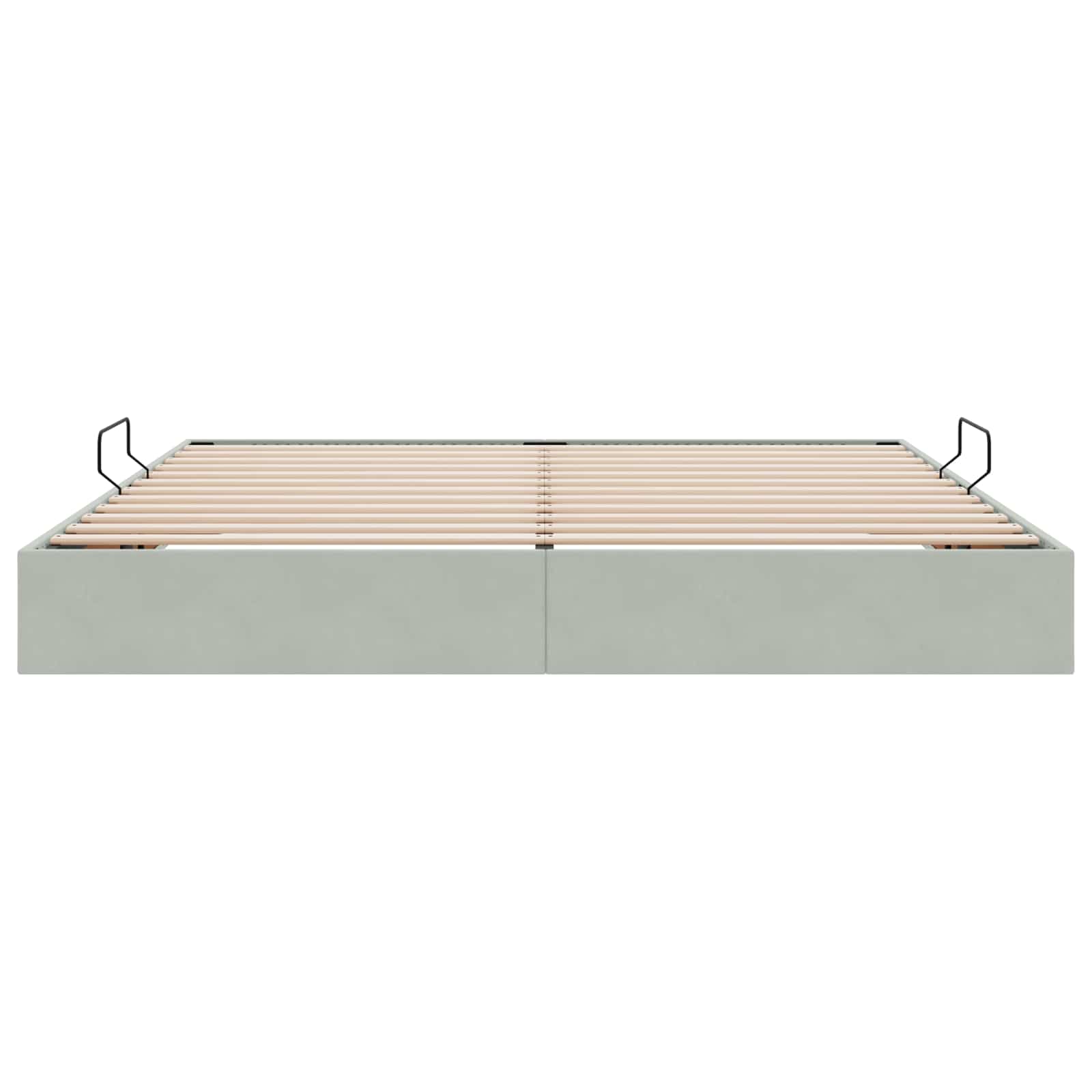 Ottoman Bettgestell mit Speicher Hellgrau 200 x 200 cm Samt