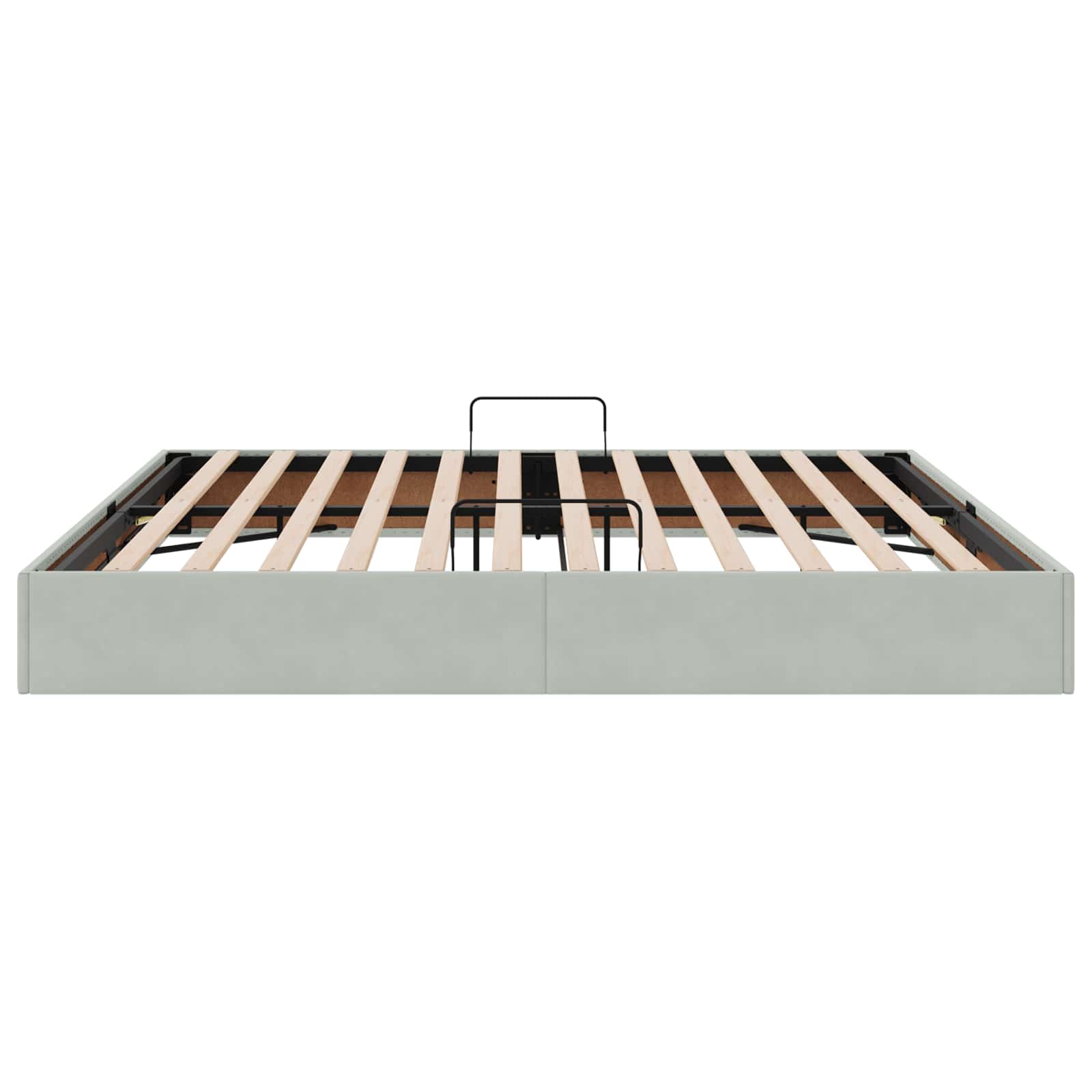 Ottoman Bettgestell mit Speicher Hellgrau 200 x 200 cm Samt