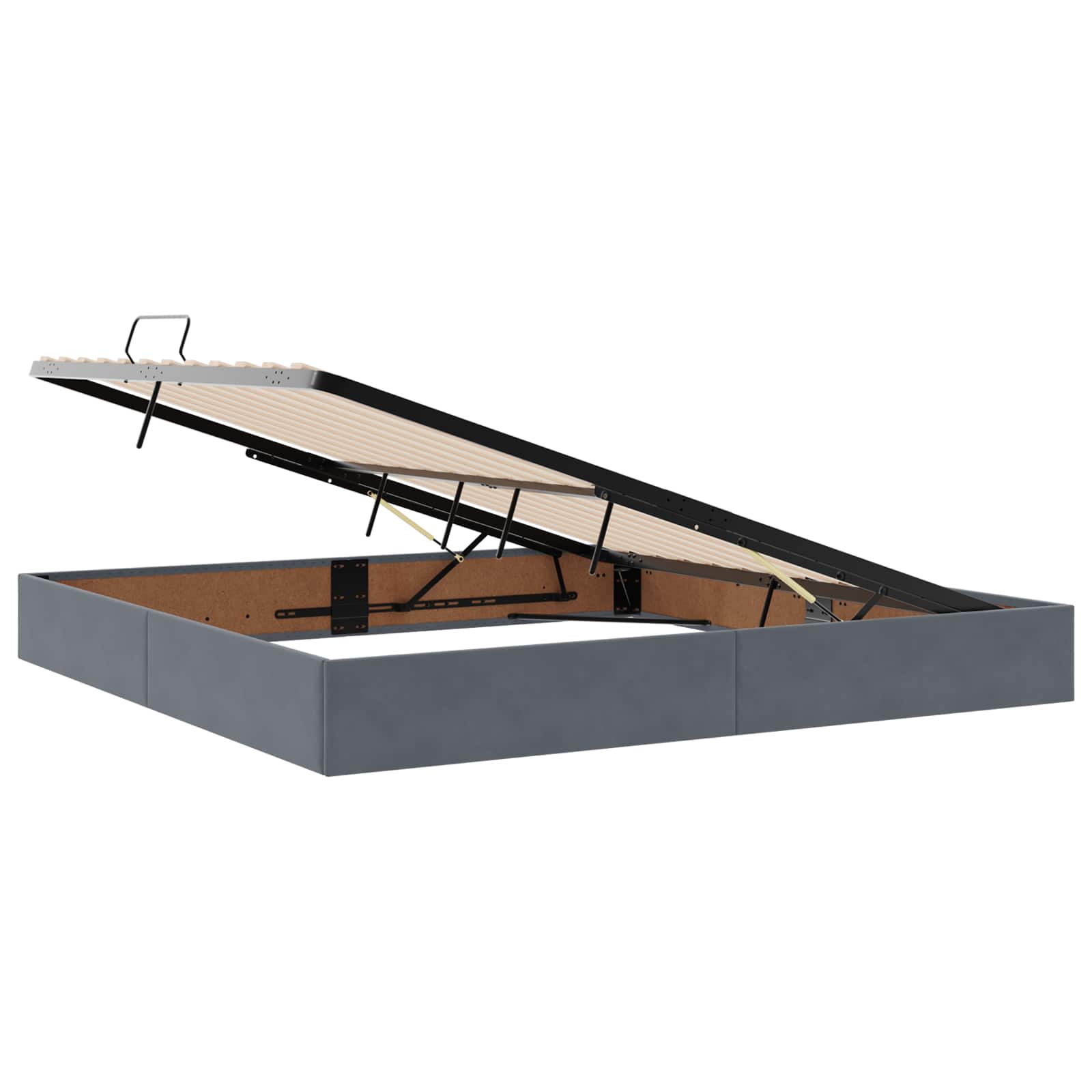 Ottoman Bettgestell mit Speicher Dunkelgrau 200 x 200 cm Samt