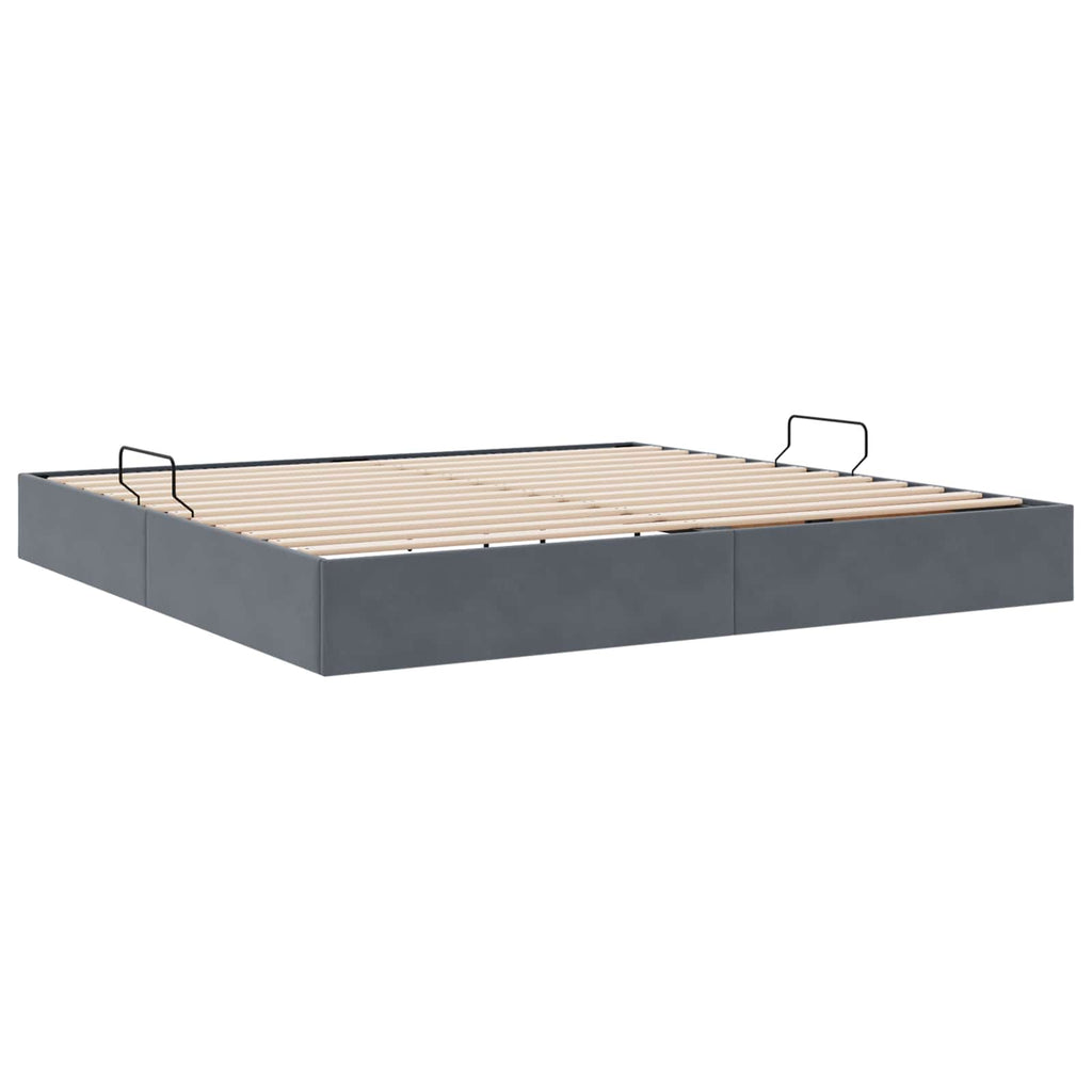Ottoman Bettgestell mit Speicher Dunkelgrau 200 x 200 cm Samt