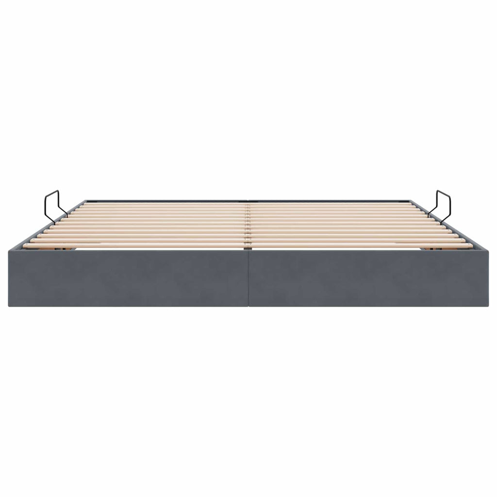 Ottoman Bettgestell mit Speicher Dunkelgrau 200 x 200 cm Samt