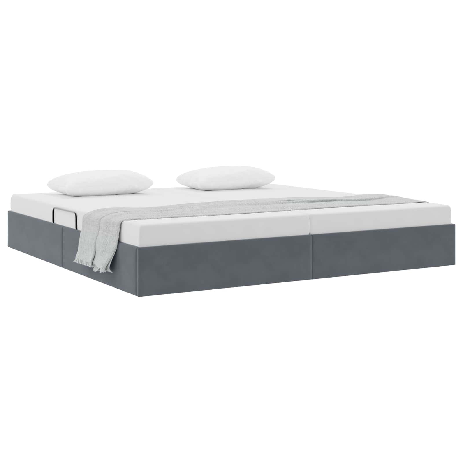Ottoman Bettgestell mit Speicher Dunkelgrau 200 x 200 cm Samt