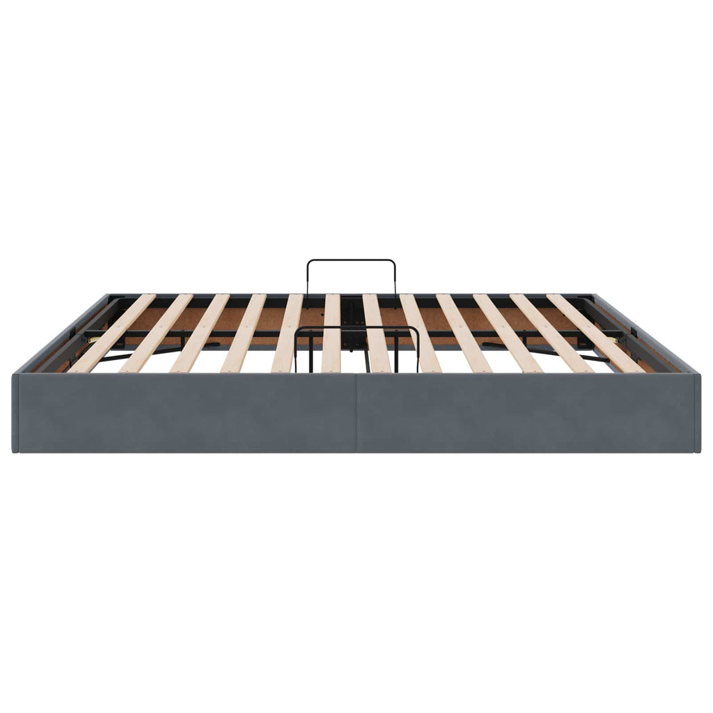 Ottoman Bettgestell mit Speicher Dunkelgrau 200 x 200 cm Samt