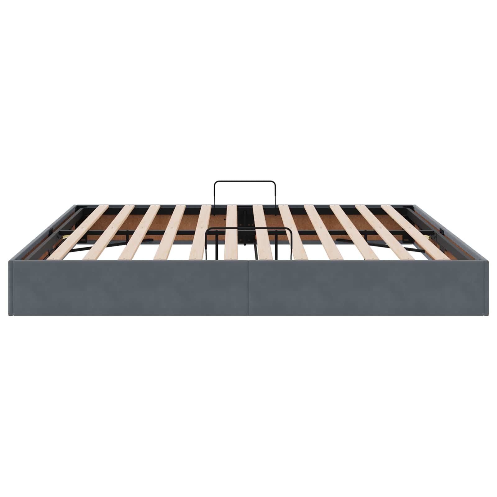 Ottoman Bettgestell mit Speicher Dunkelgrau 200 x 200 cm Samt