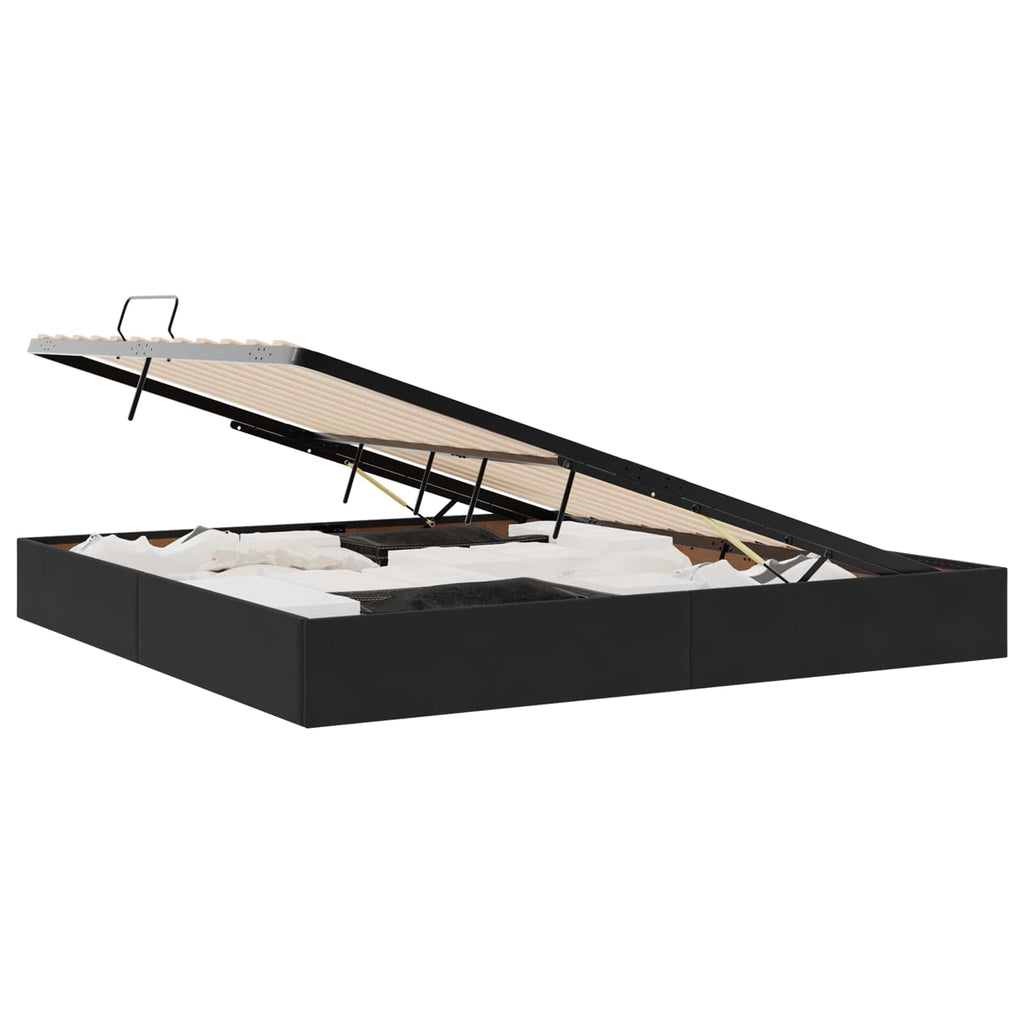 Ottoman Bettgestell mit Speicher Schwarz 200 x 200 cm Samt