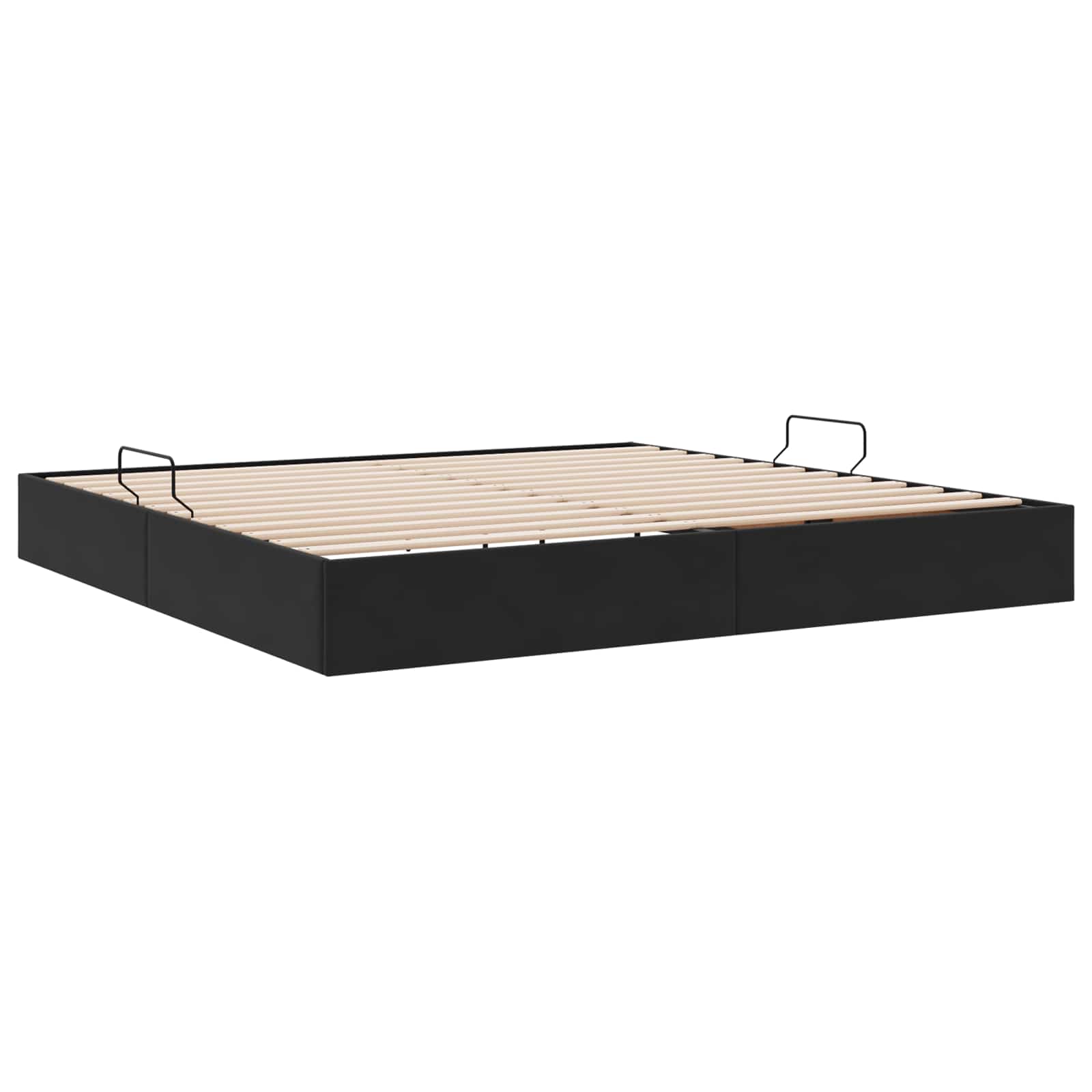 Ottoman Bettgestell mit Speicher Schwarz 200 x 200 cm Samt