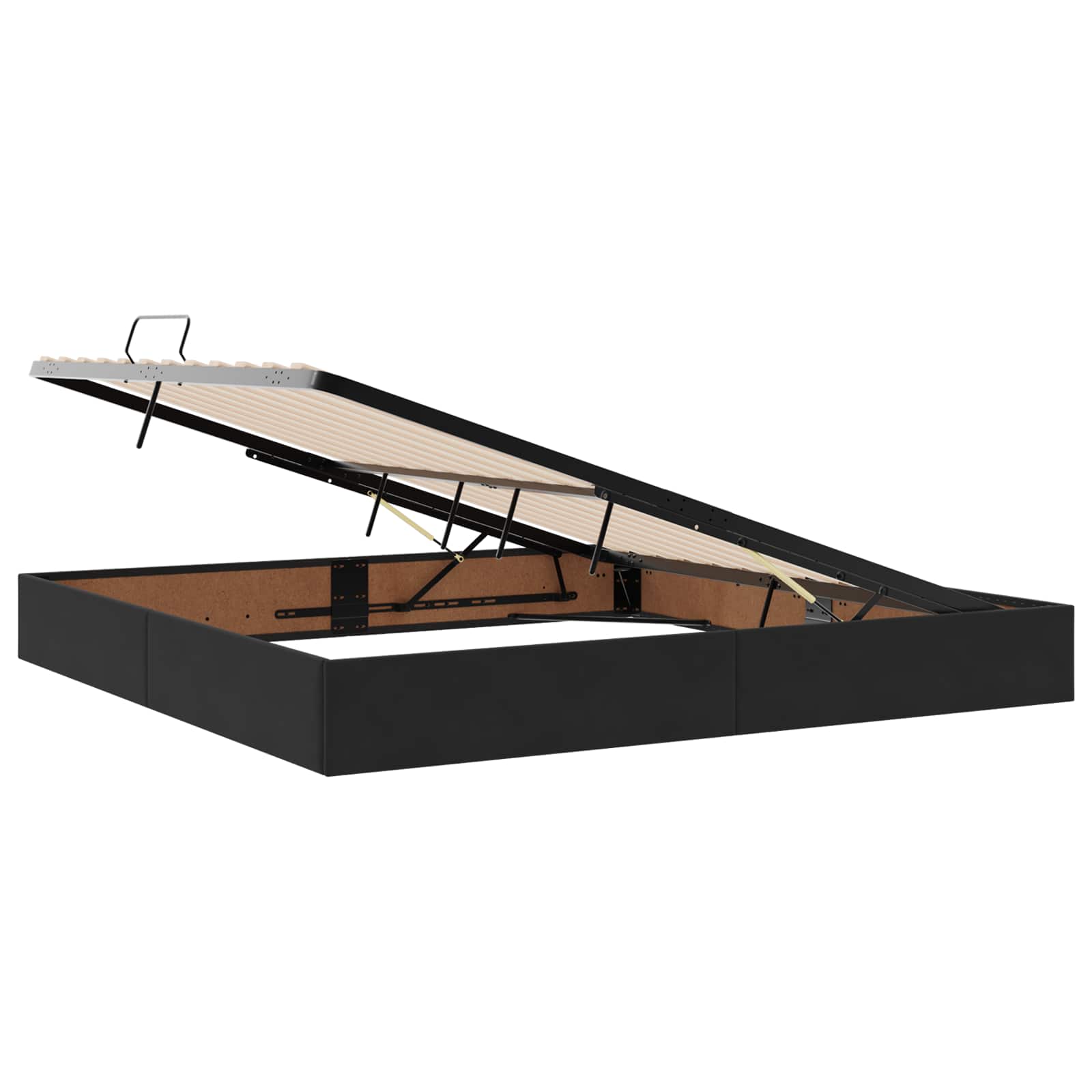 Ottoman Bettgestell mit Speicher Schwarz 200 x 200 cm Samt