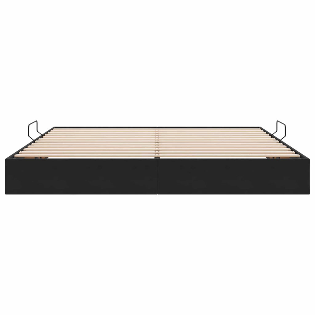 Ottoman Bettgestell mit Speicher Schwarz 200 x 200 cm Samt