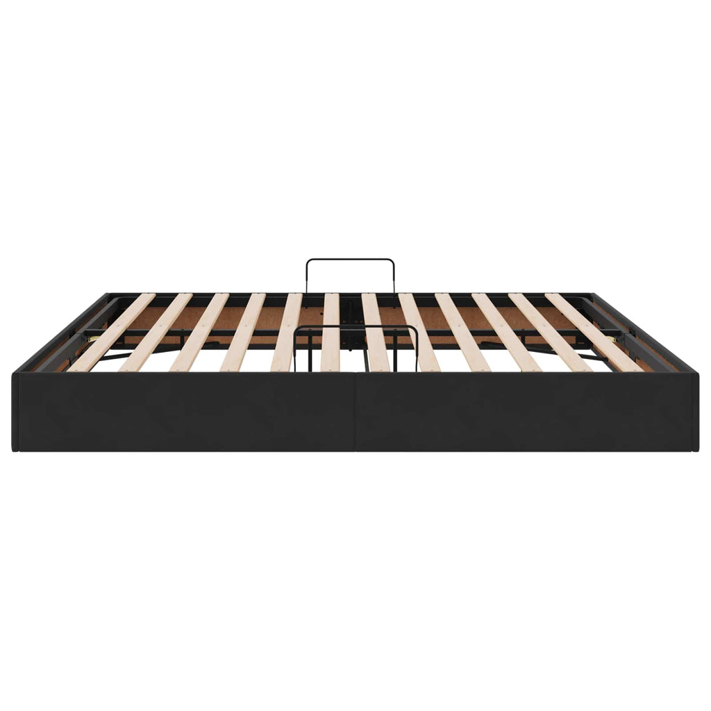 Ottoman Bettgestell mit Speicher Schwarz 200 x 200 cm Samt