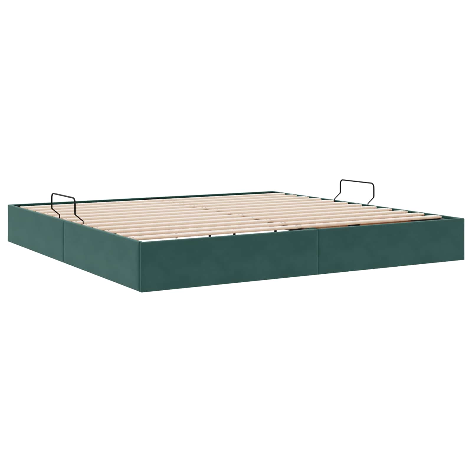 Ottoman Bettgestell mit Speicher Dunkelgrün 200 x 200 cm Samt