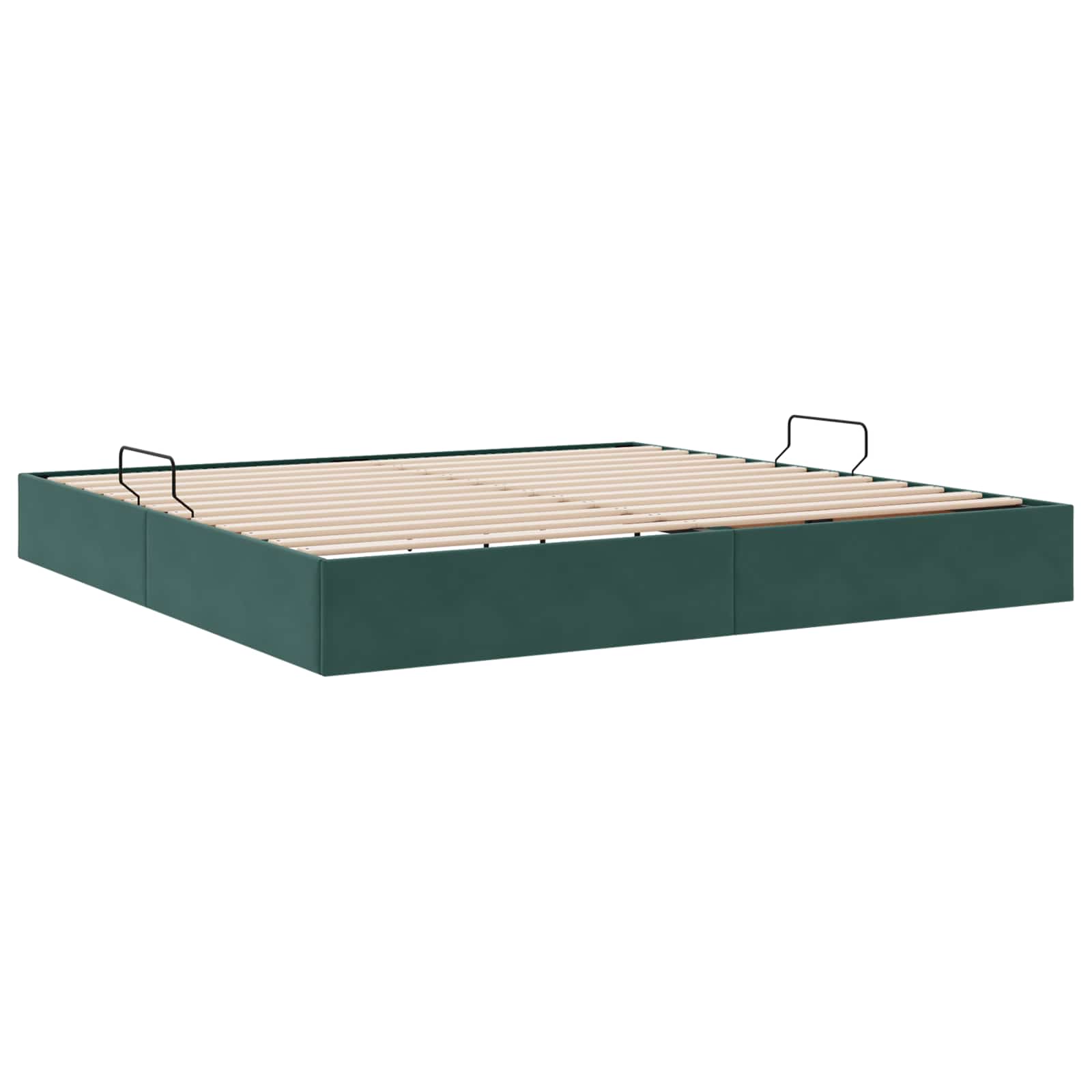 Ottoman Bettgestell mit Speicher Dunkelgrün 200 x 200 cm Samt