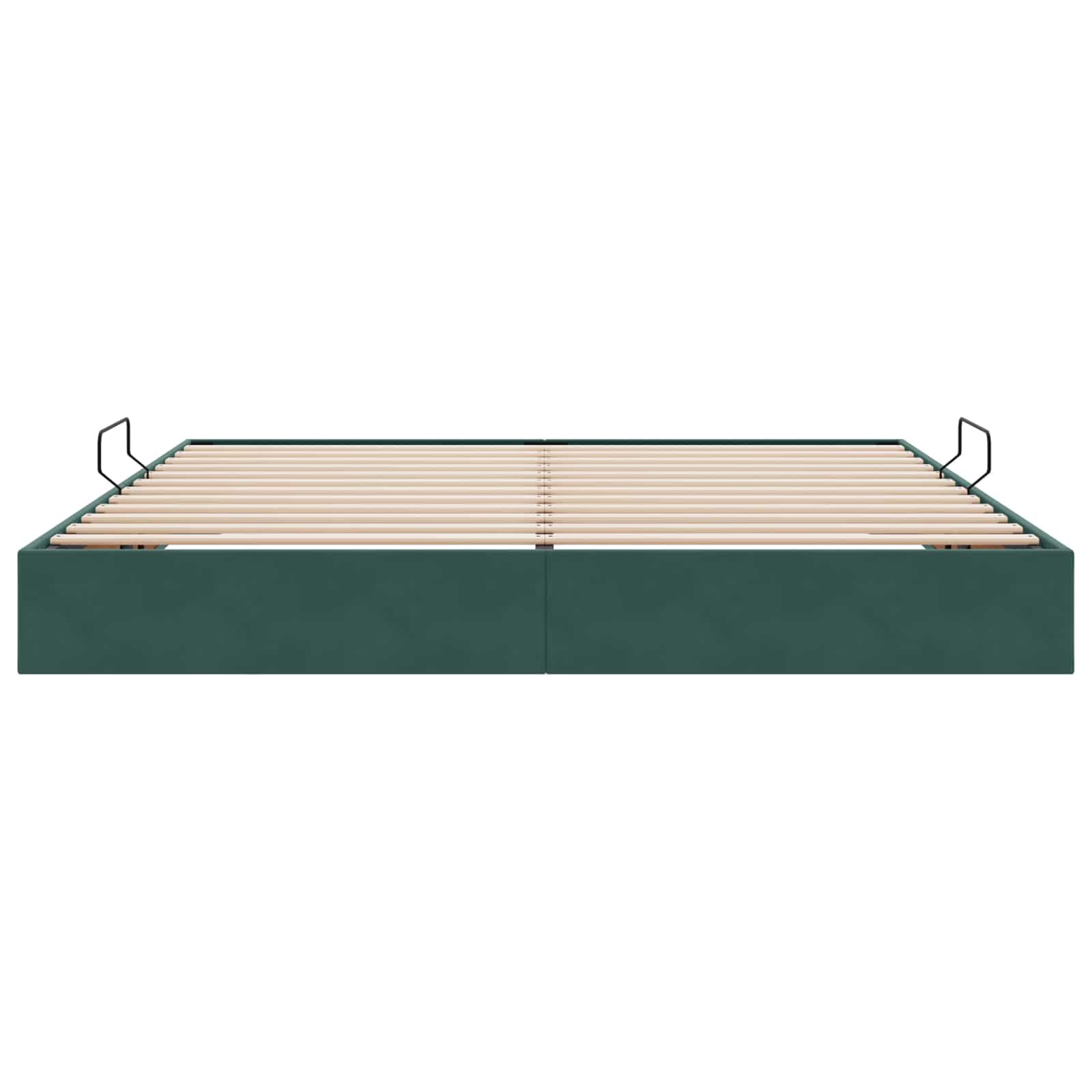 Ottoman Bettgestell mit Speicher Dunkelgrün 200 x 200 cm Samt