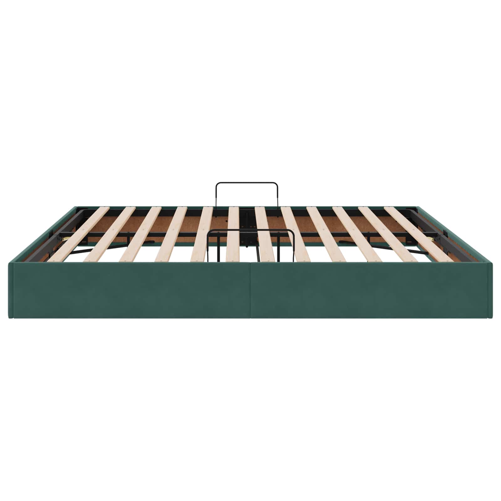 Ottoman Bettgestell mit Speicher Dunkelgrün 200 x 200 cm Samt