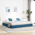 Ottoman Bettgestell mit Speicher Dunkelblau 200 x 200 cm Samt