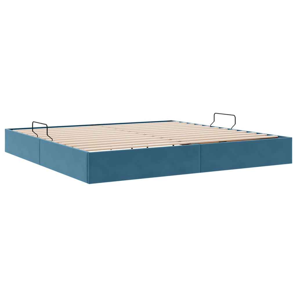 Ottoman Bettgestell mit Speicher Dunkelblau 200 x 200 cm Samt