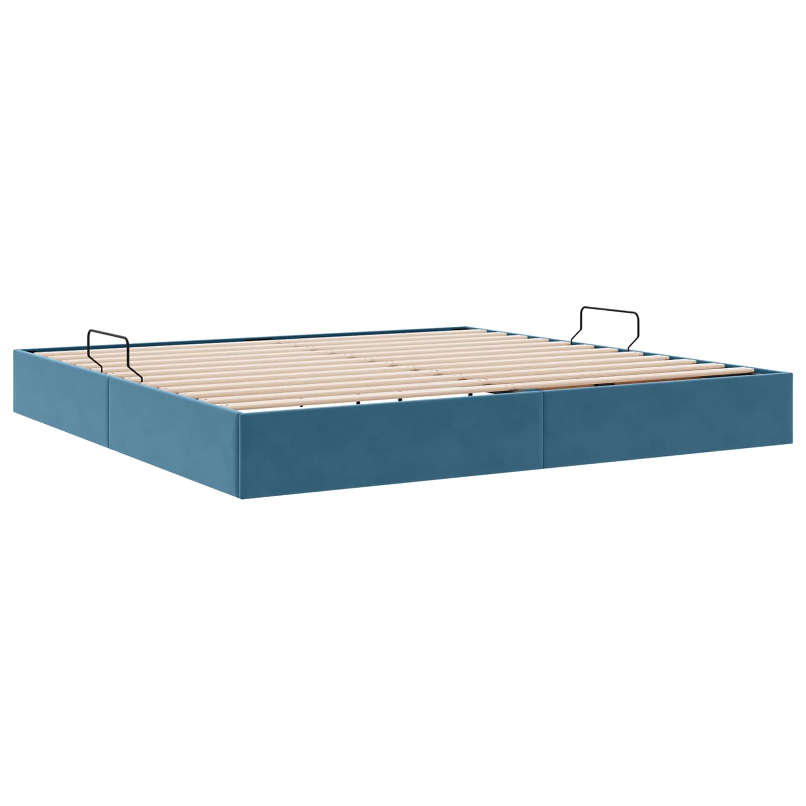 Ottoman Bettgestell mit Speicher Dunkelblau 200 x 200 cm Samt