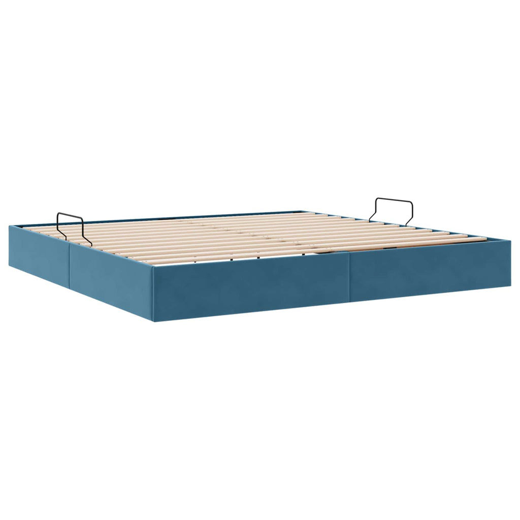 Ottoman Bettgestell mit Speicher Dunkelblau 200 x 200 cm Samt