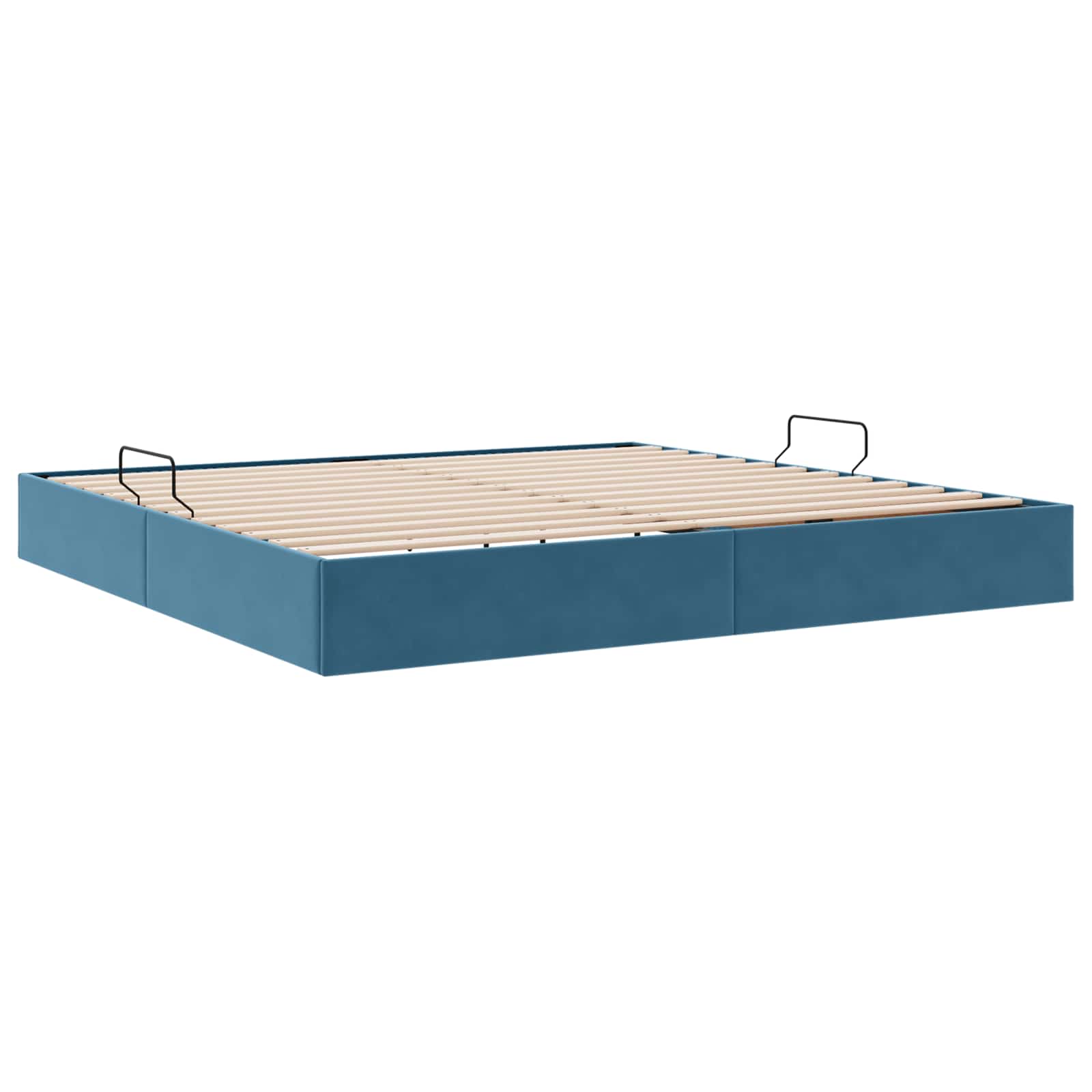 Ottoman Bettgestell mit Speicher Dunkelblau 200 x 200 cm Samt