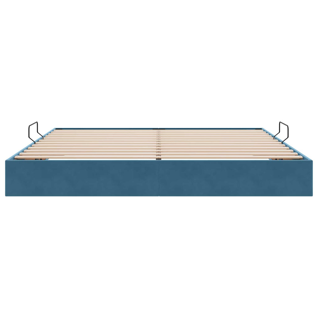 Ottoman Bettgestell mit Speicher Dunkelblau 200 x 200 cm Samt