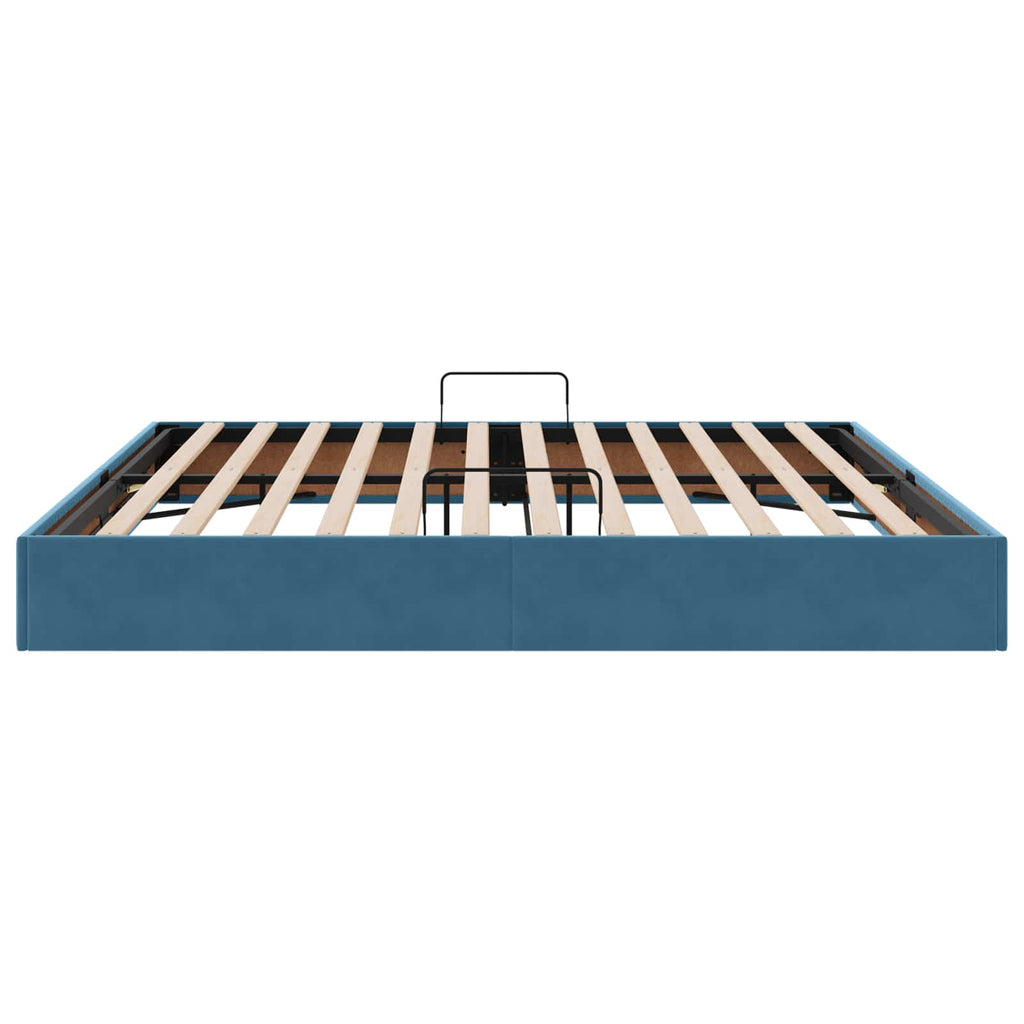 Ottoman Bettgestell mit Speicher Dunkelblau 200 x 200 cm Samt