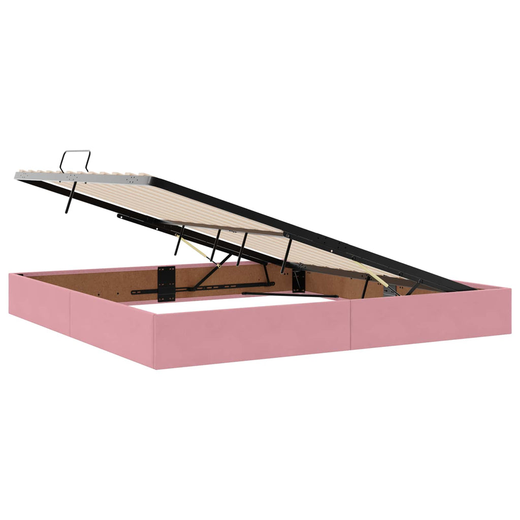 Ottoman Bettgestell mit Speicher Rosa 200 x 200 cm Samt