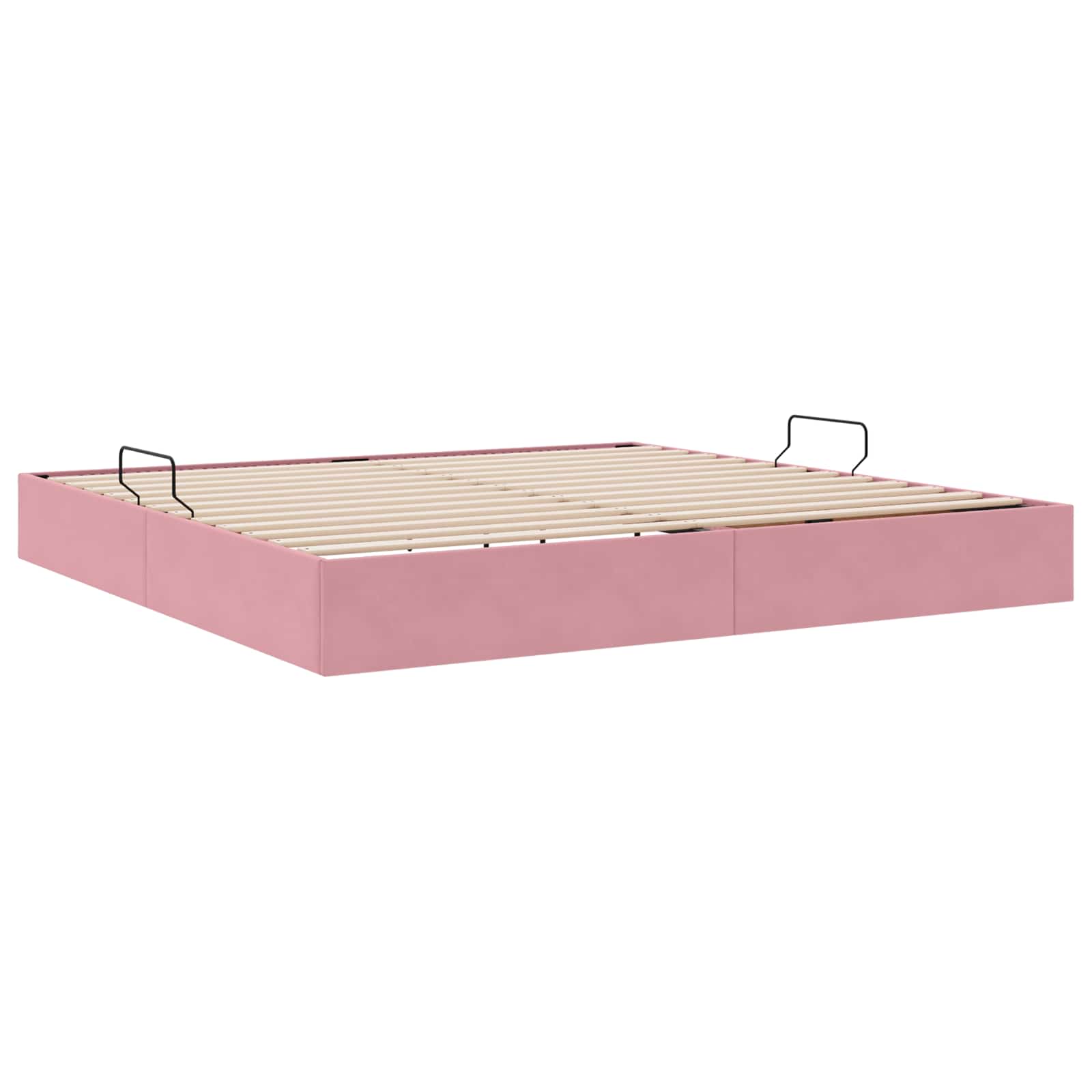 Ottoman Bettgestell mit Speicher Rosa 200 x 200 cm Samt