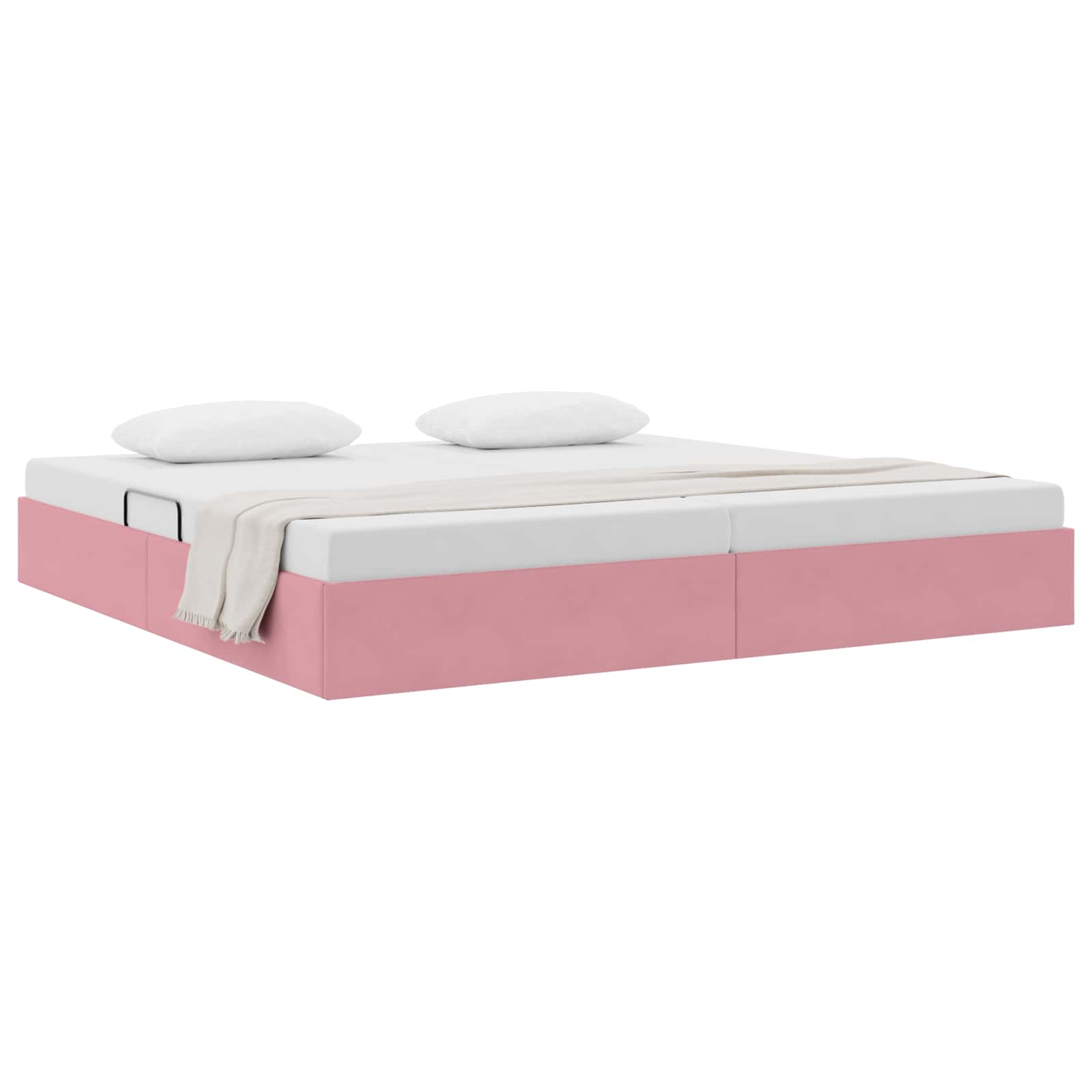Ottoman Bettgestell mit Speicher Rosa 200 x 200 cm Samt