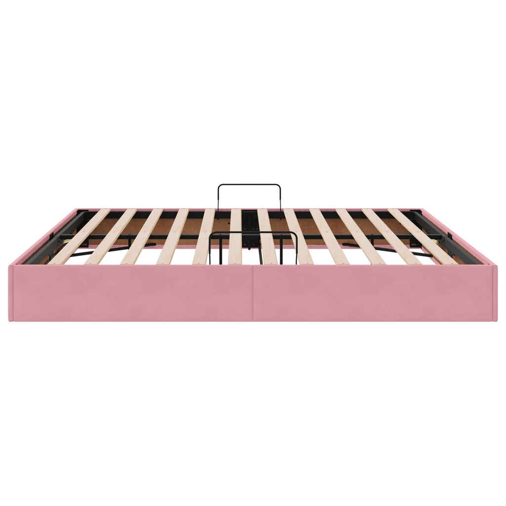 Ottoman Bettgestell mit Speicher Rosa 200 x 200 cm Samt