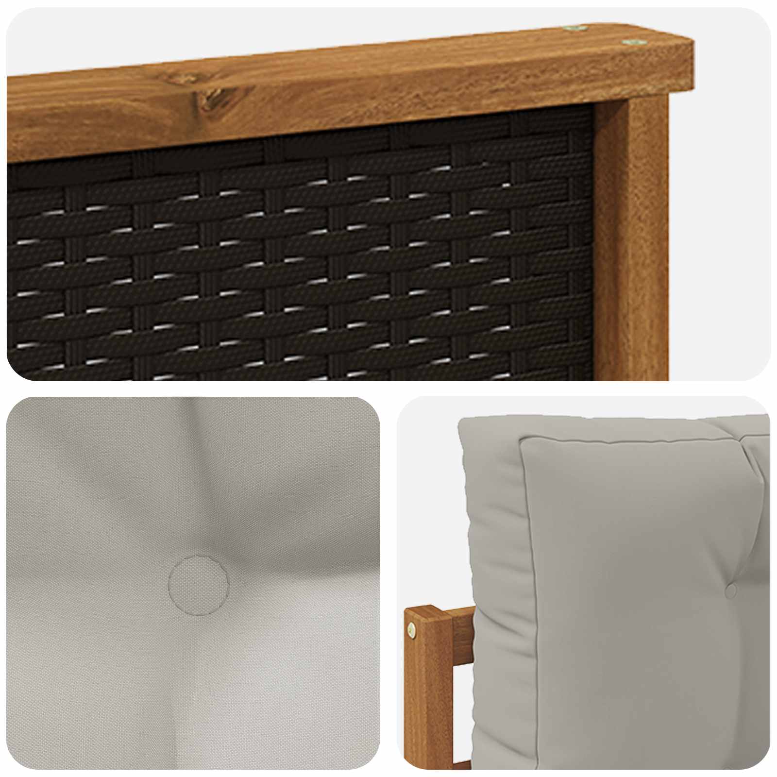 Outdoor Mittelsofa Massivholz Akazie Natur