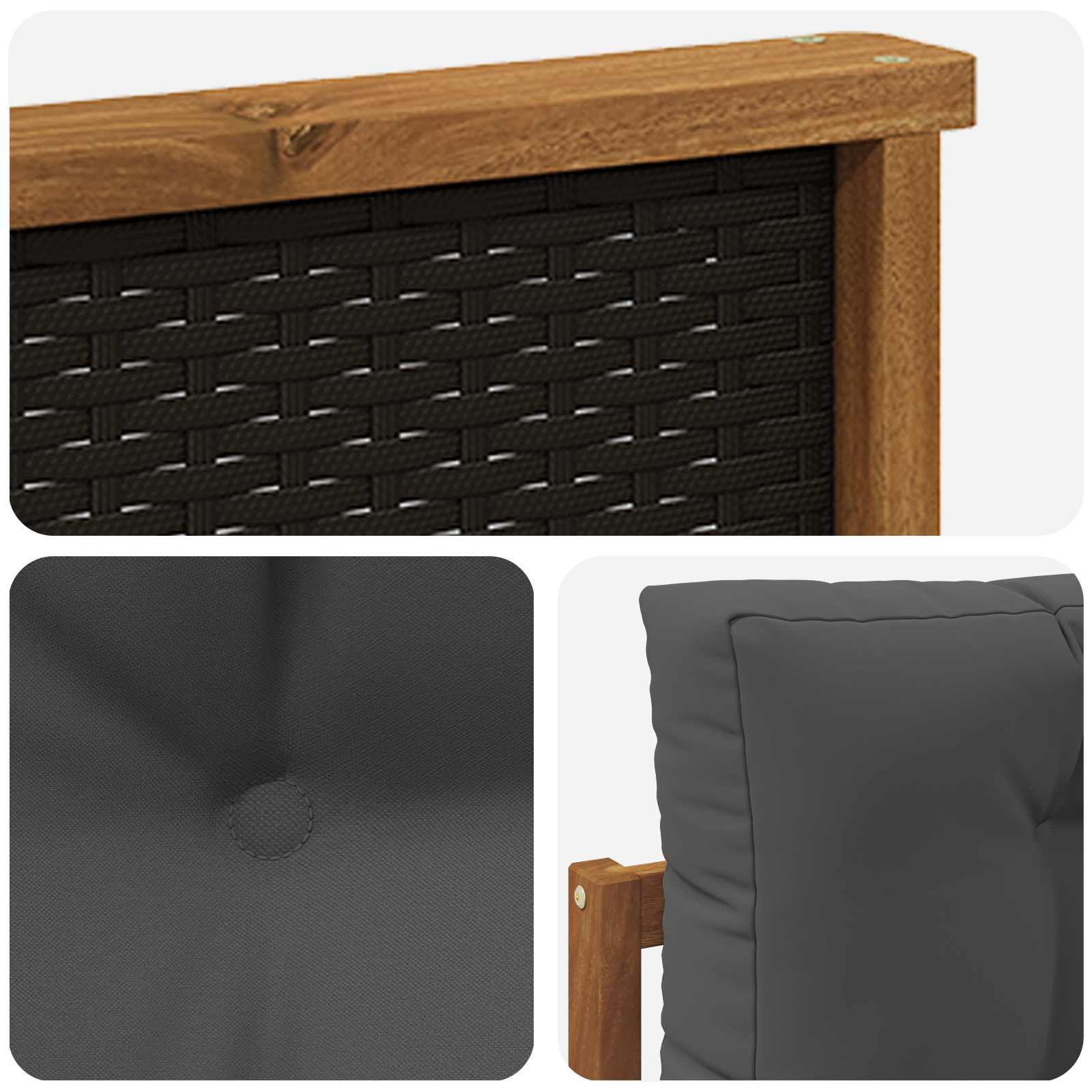 Outdoor Mittelsofa Massivholz Akazie Natur