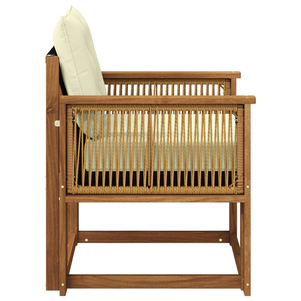 Outdoor Mittelsofa Massives Akazienholz und Textilene Natur