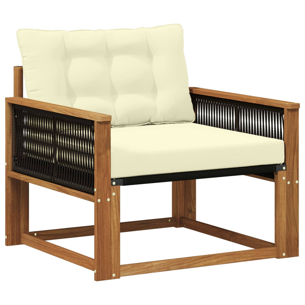 Outdoor-Sofagarnitur Massives Akazienholz und Textilene Natur