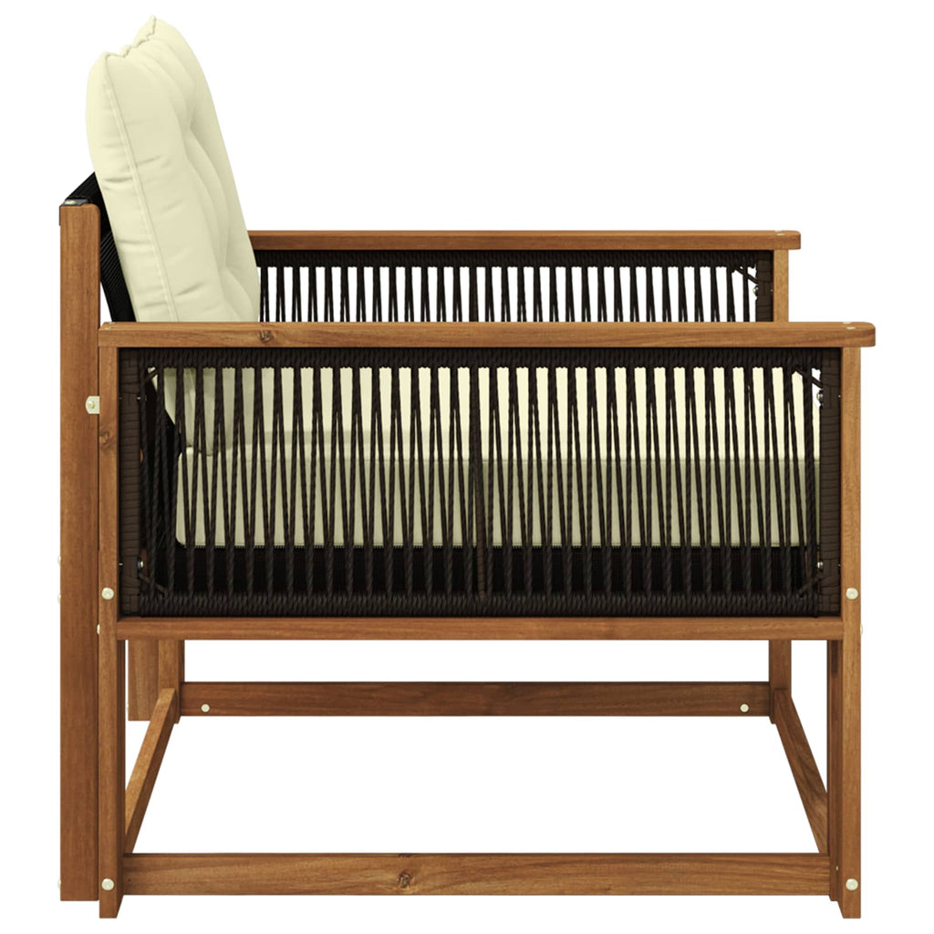 Outdoor-Sofagarnitur Massives Akazienholz und Textilene Natur