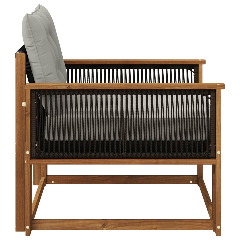 Outdoor-Sofagarnitur Massives Akazienholz und Textilene Natur