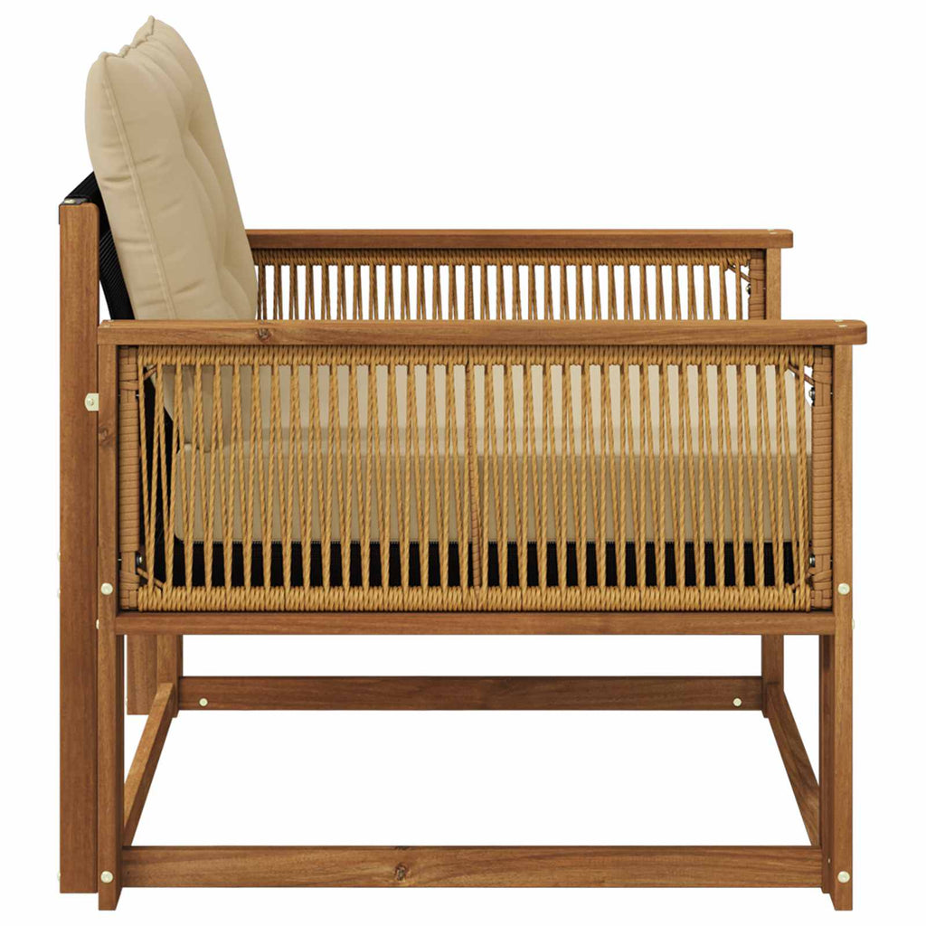 Outdoor-Sofagarnitur Massives Akazienholz und Textilene Natur