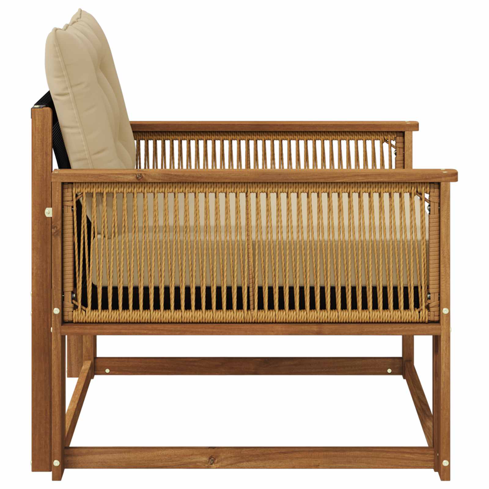 Outdoor-Sofagarnitur Massives Akazienholz und Textilene Natur