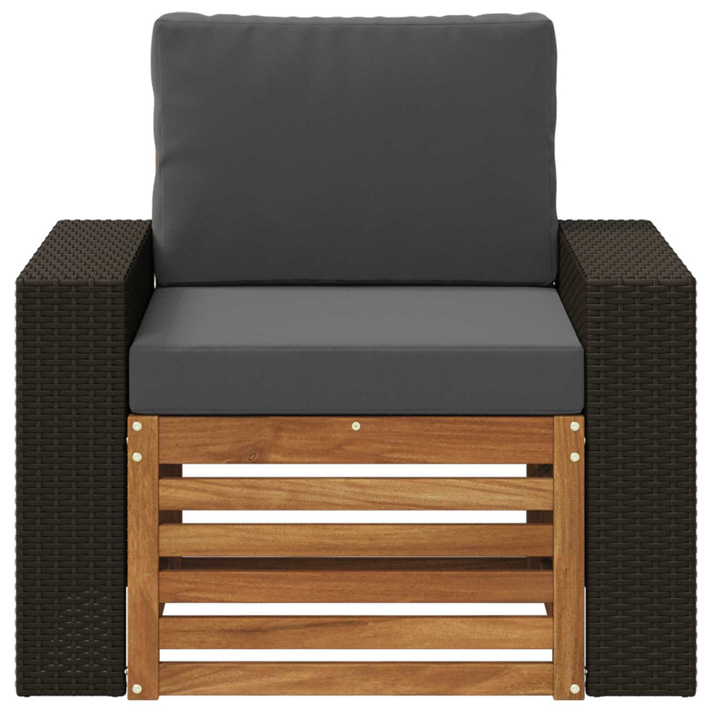 Outdoor Mittelsofa Massivholz Akazie Natur