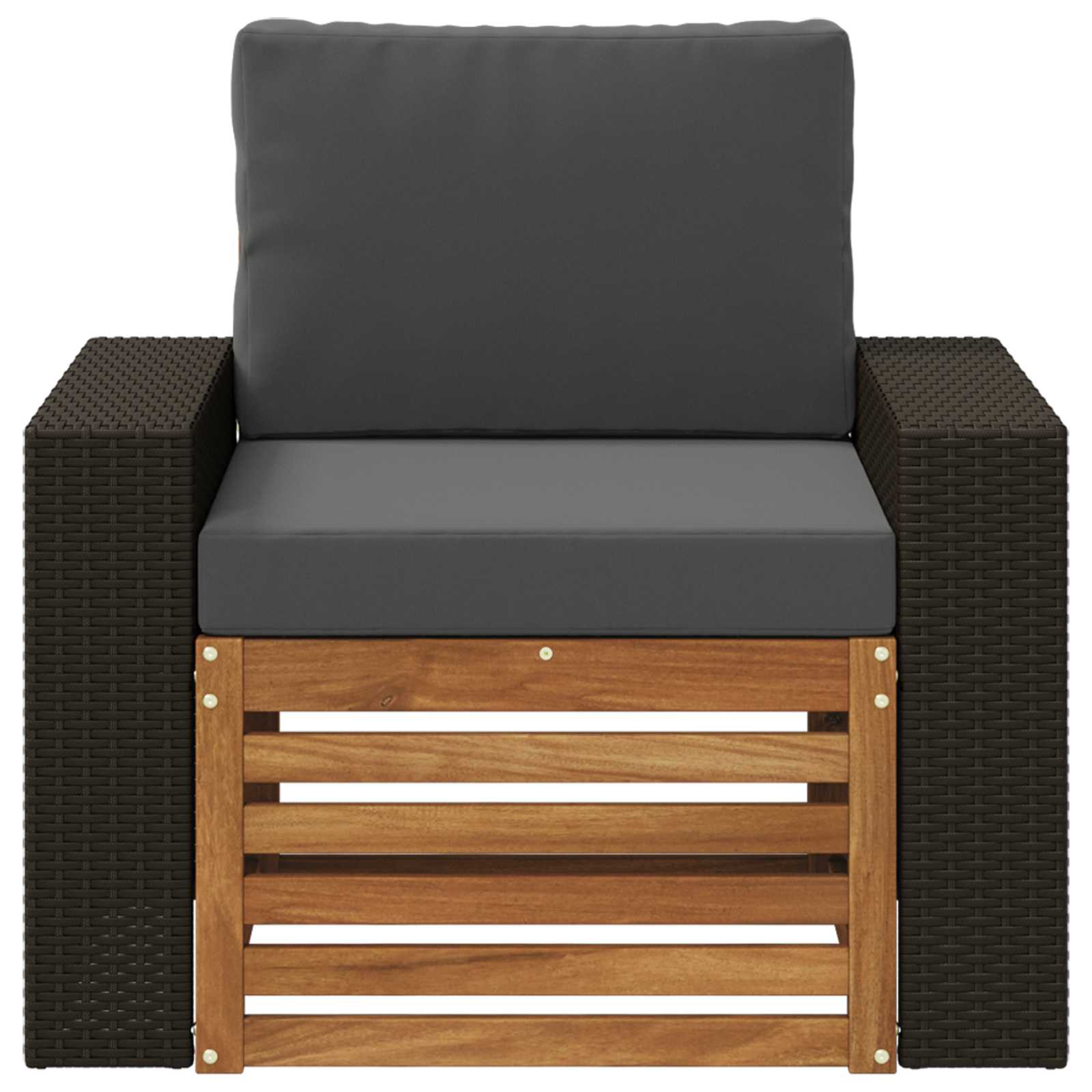 Outdoor Mittelsofa Massivholz Akazie Natur