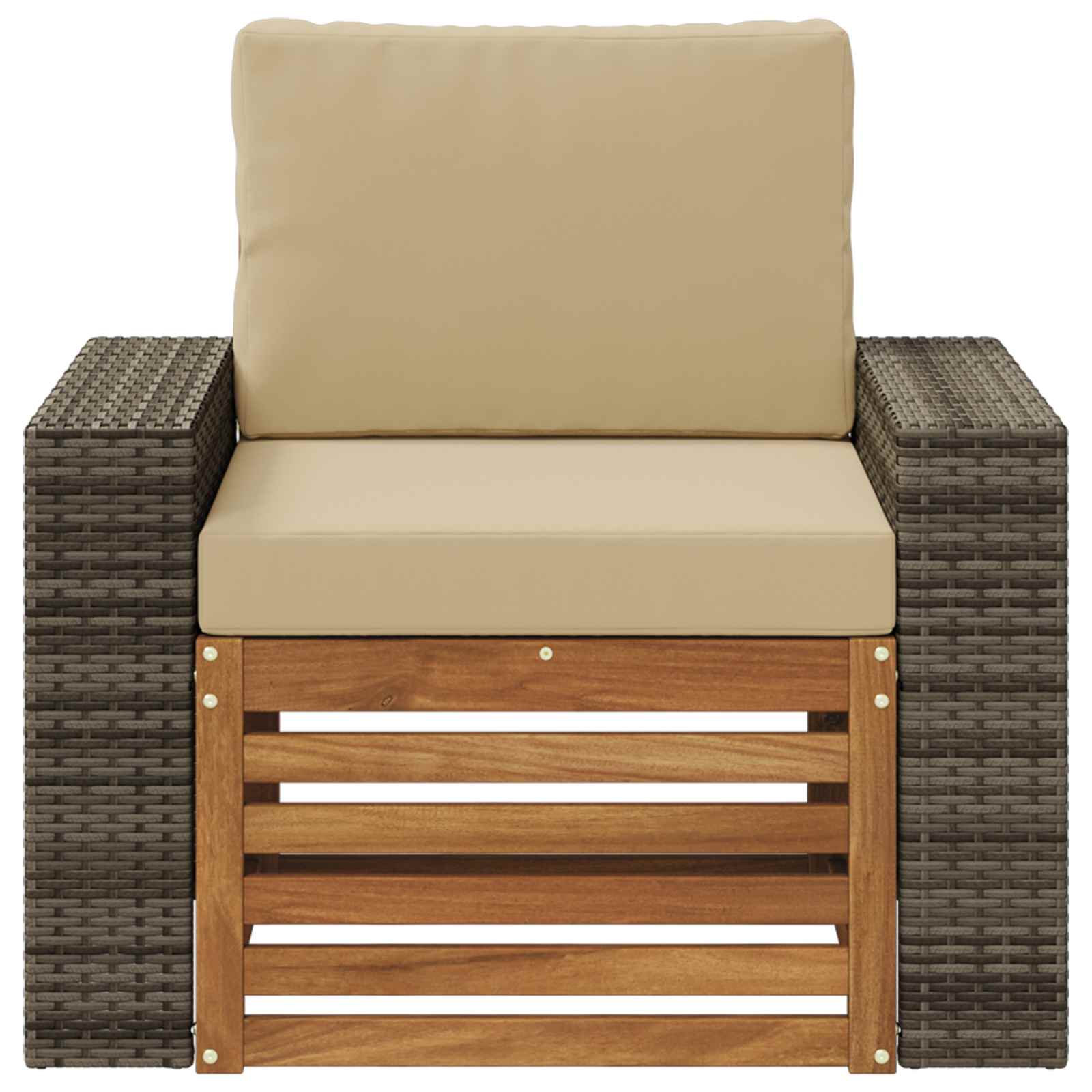 Outdoor Mittelsofa Massivholz Akazie Natur