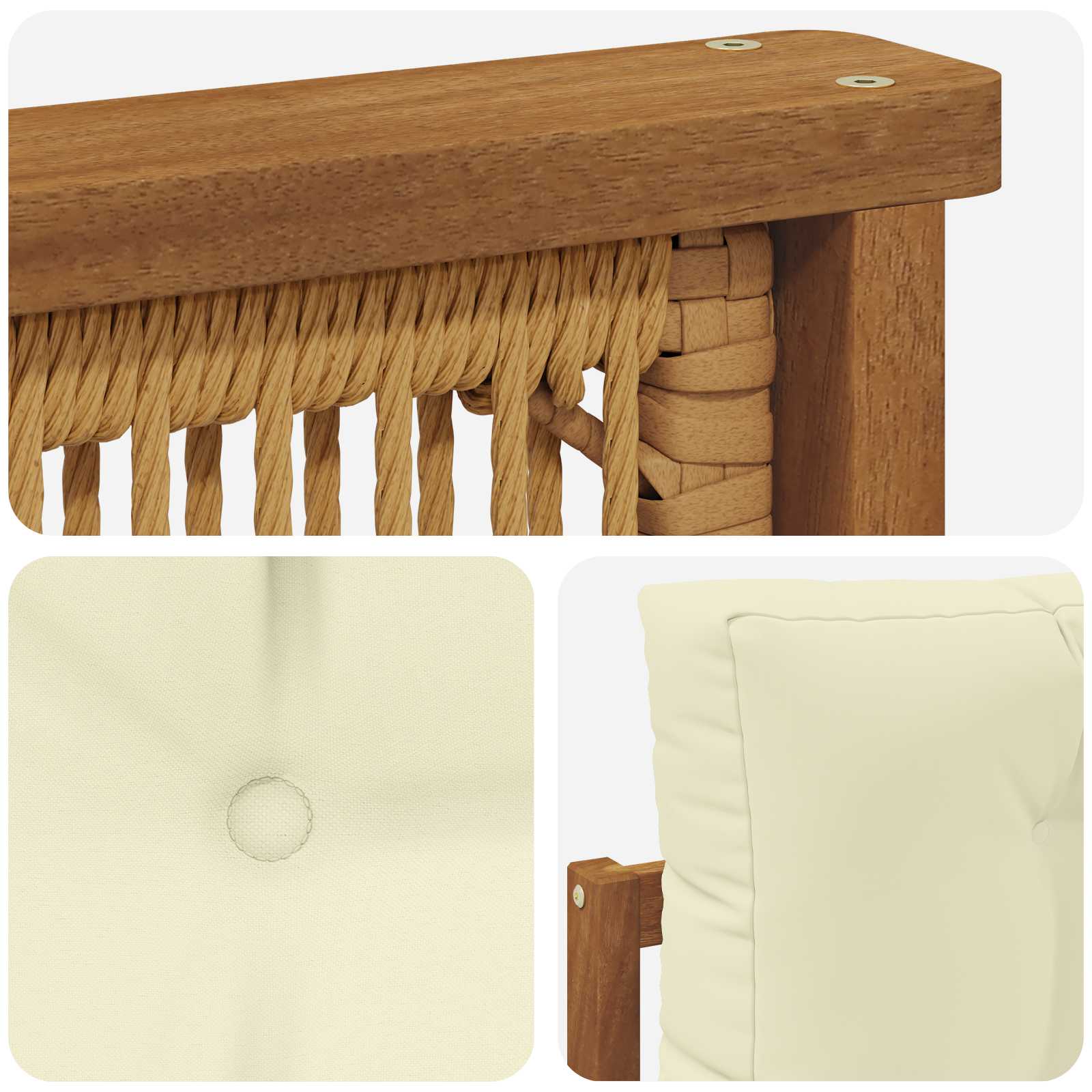 Outdoor-Sofa Massivholz Akazie Natur und Creme