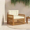 Outdoor-Sofa Massivholz Akazie Natur und Creme