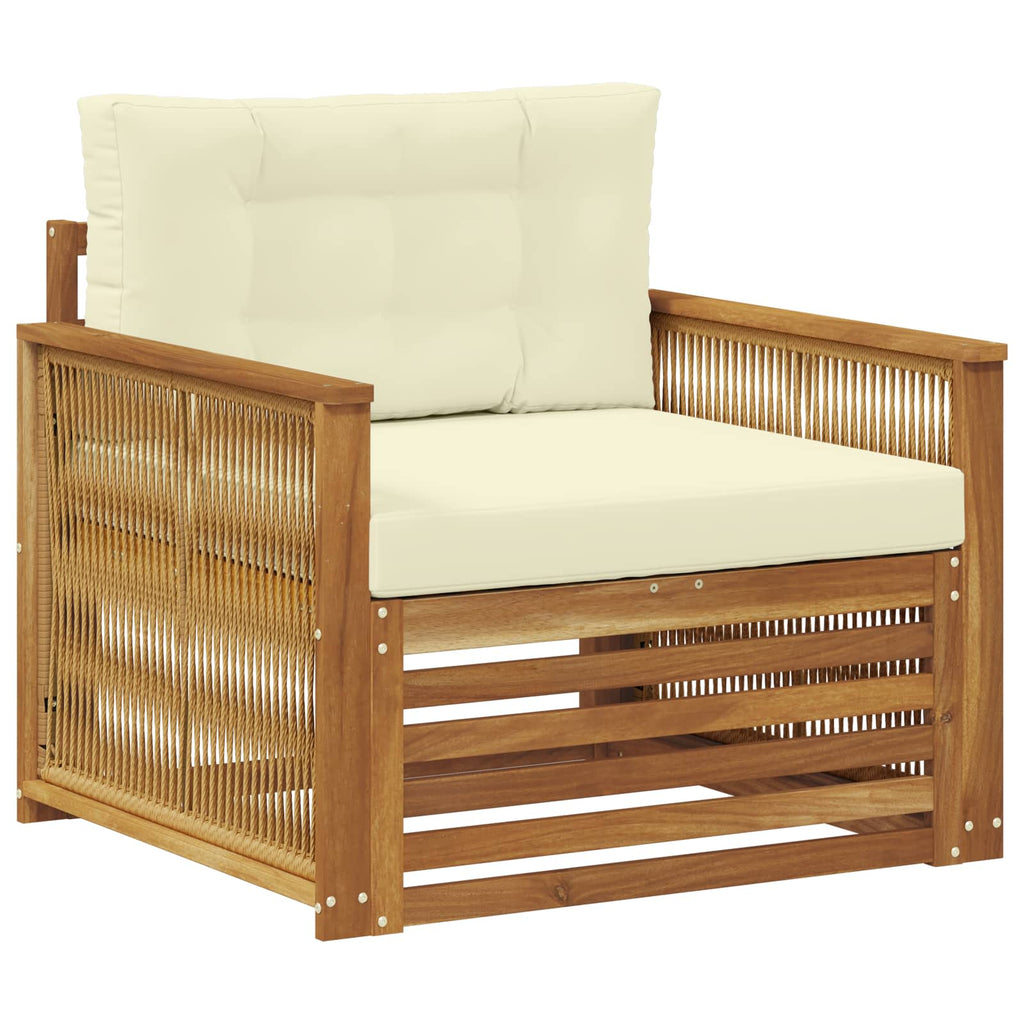 Outdoor-Sofa Massivholz Akazie Natur und Creme