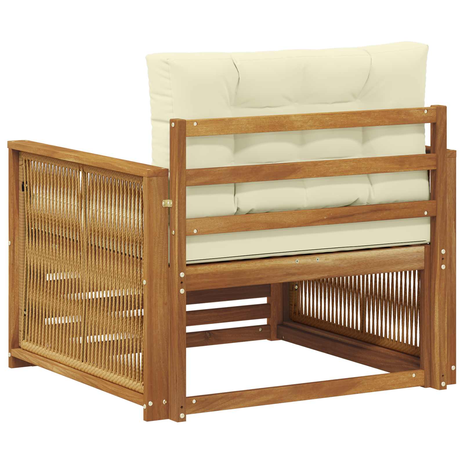 Outdoor-Sofa Massivholz Akazie Natur und Creme