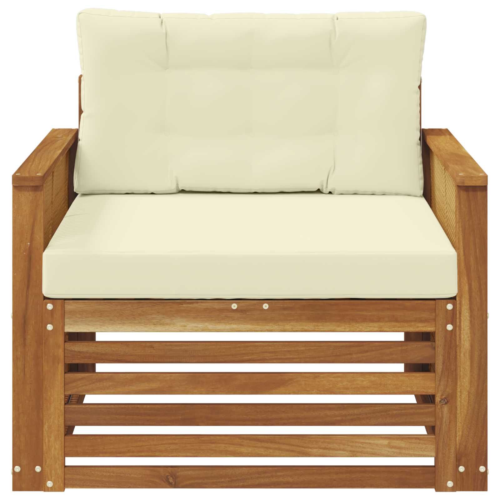 Outdoor-Sofa Massivholz Akazie Natur und Creme